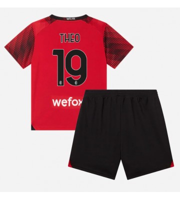 AC Milan Theo Hernandez #19 Replica Home Stadium Kit for Kids 2023-24 Short Sleeve (+ pants)